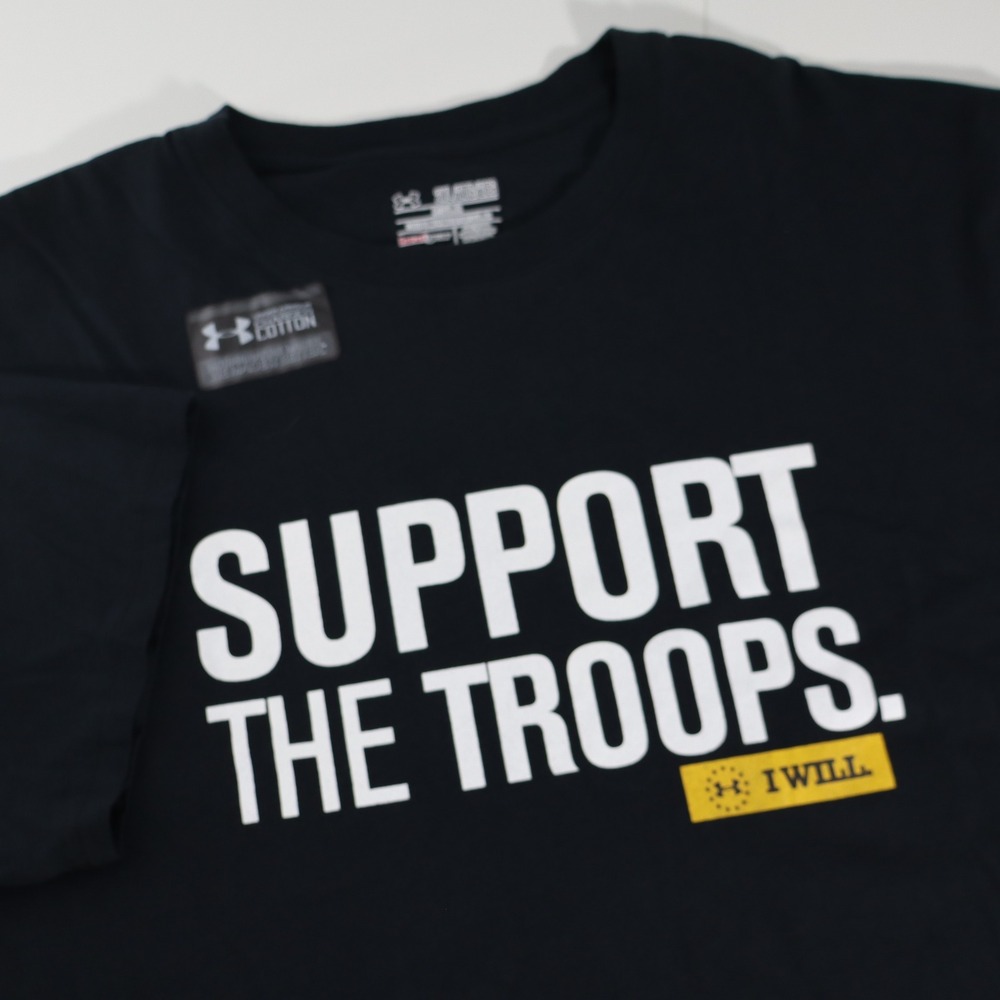 Under Armour Mens 2XL Support The Troops Black Charged Cotton T-Shirt 1233775